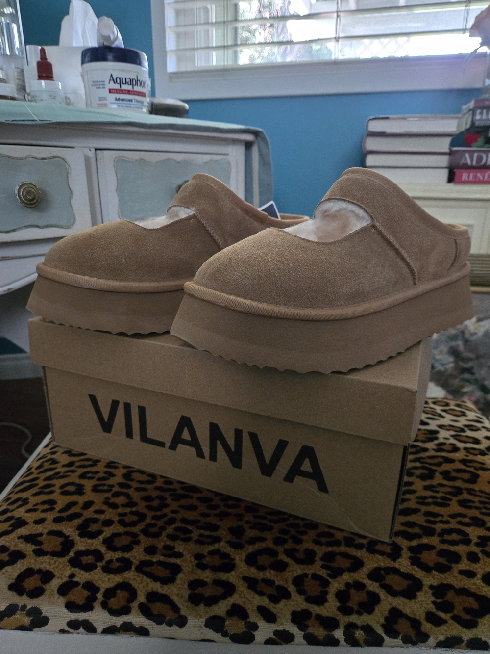 Women's Tan Suede Platform Mules